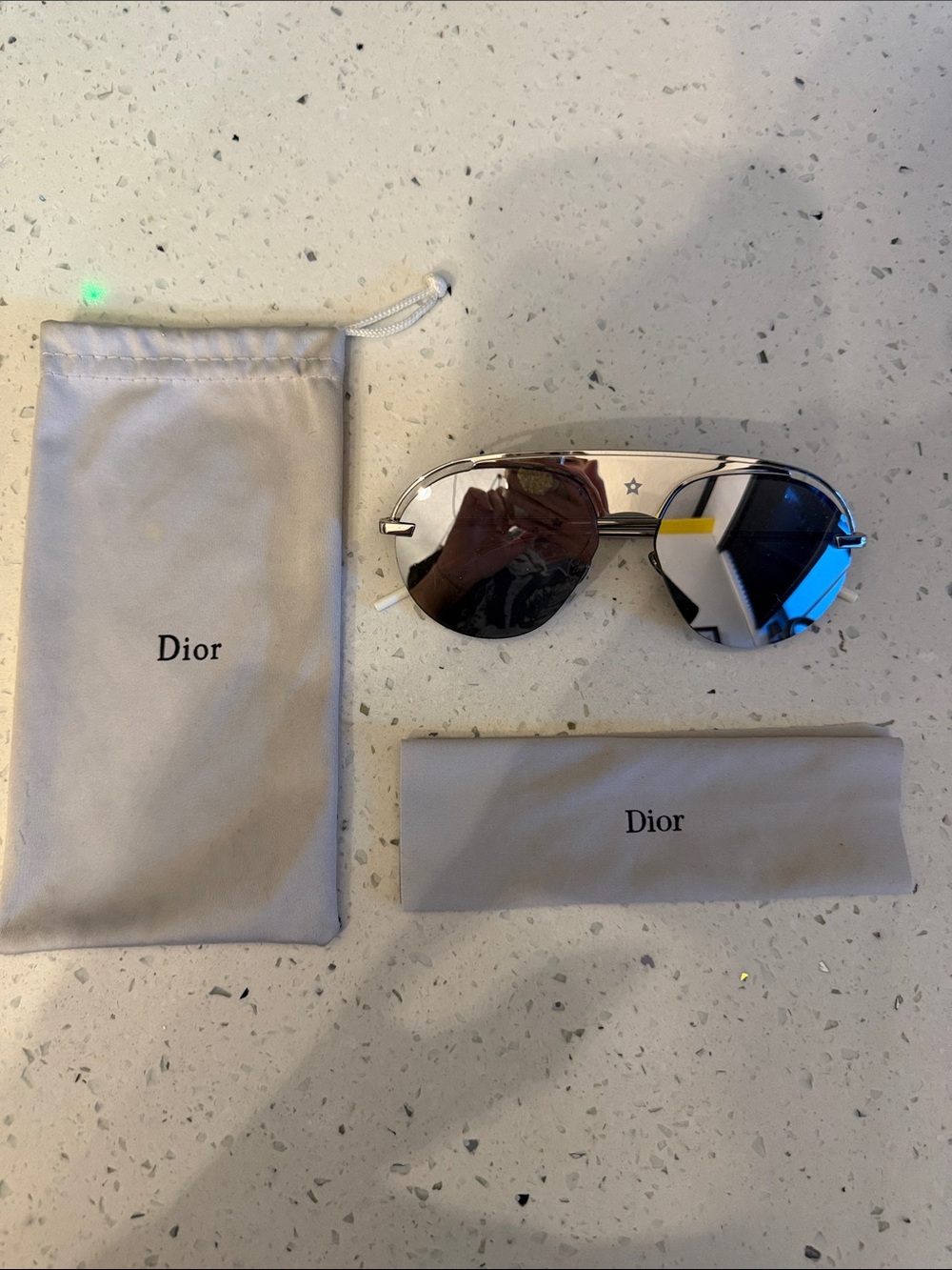 Dior Silver Mirrored Aviator Sunglasses